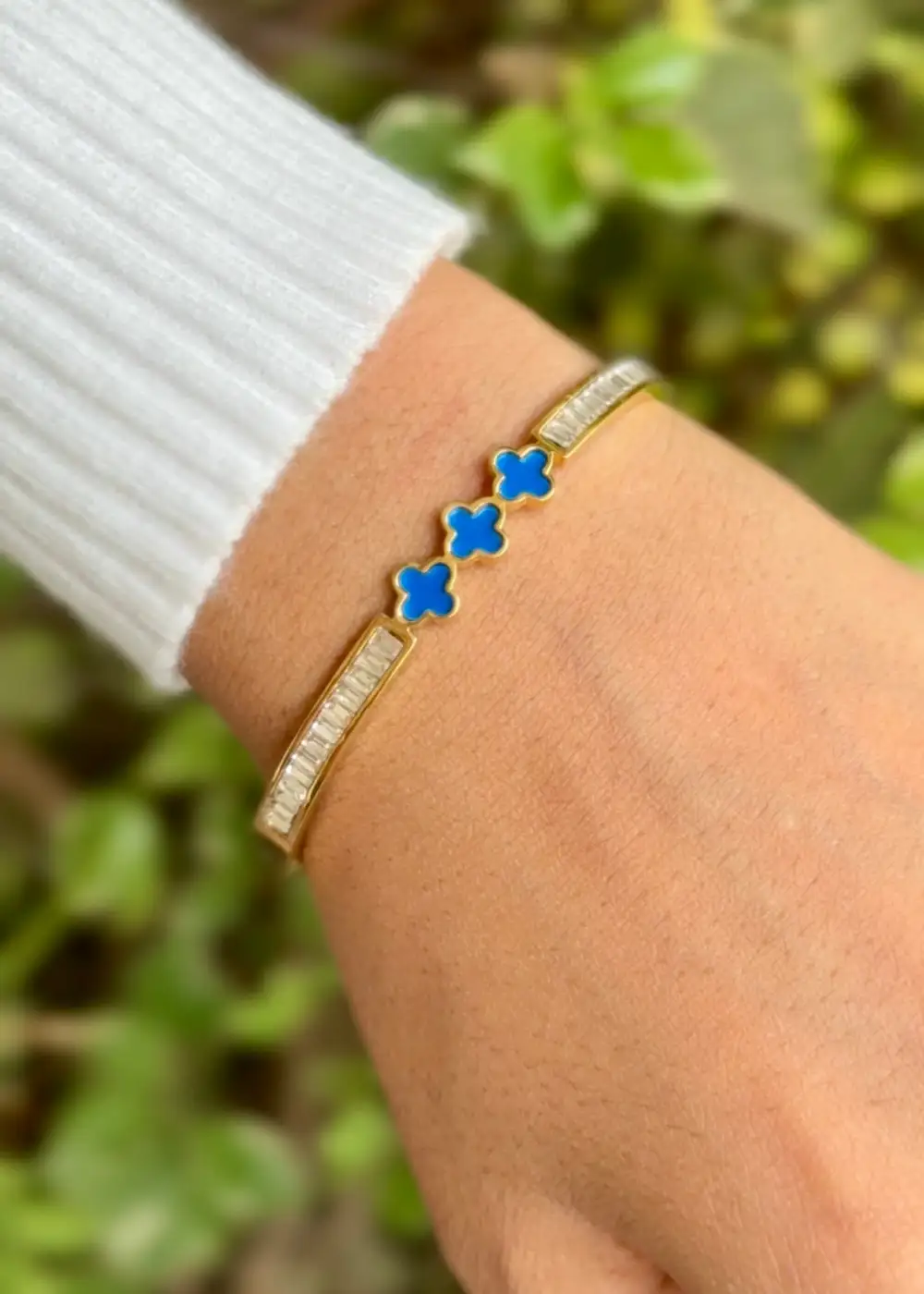 Azure Clover Spark Cuff Bangles