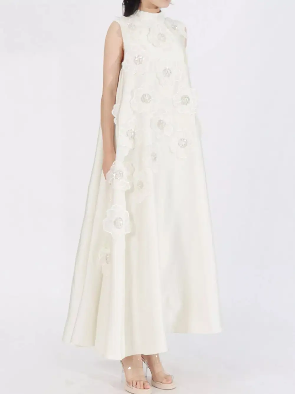 Floral Embellished Sleeveless Maxi Dress