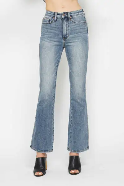 Casual Flare Leg Embroidered Denim Jeans