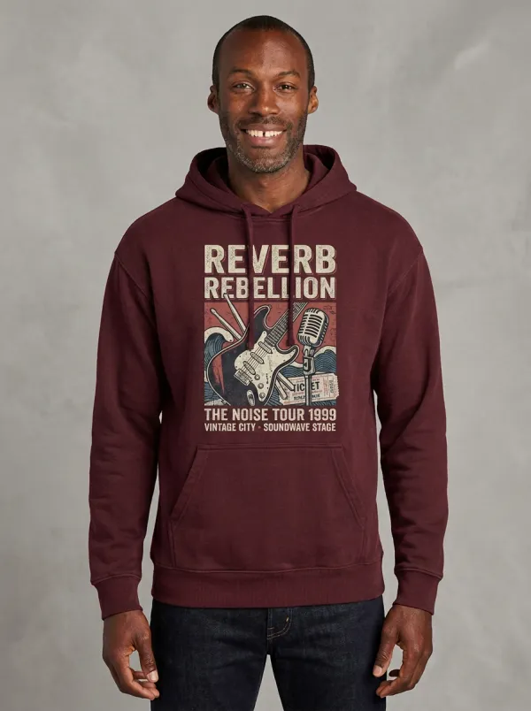 Men's Rock Music Lover Reverb Rebellion Guitar Printed Hoodie