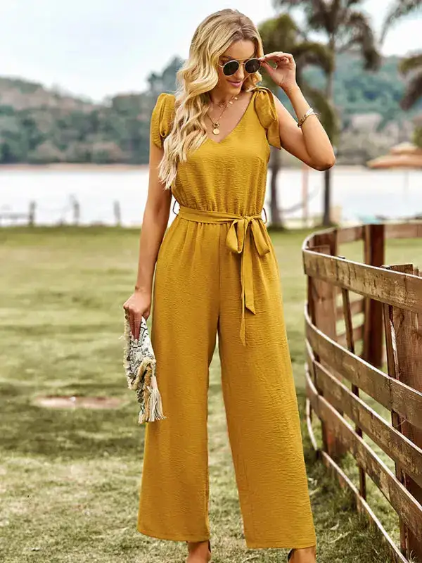 Woven Commuting Waist Slimming Sleeveless Jumpsuit