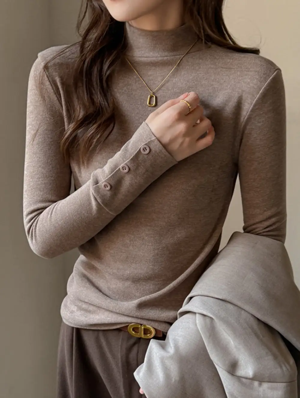 Draped Mock Neck Blouse