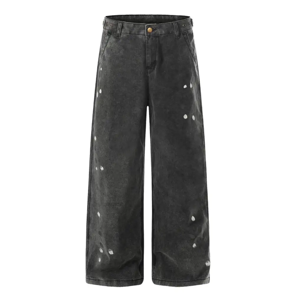 Baggy Cargo Splatter Print Denim Jeans