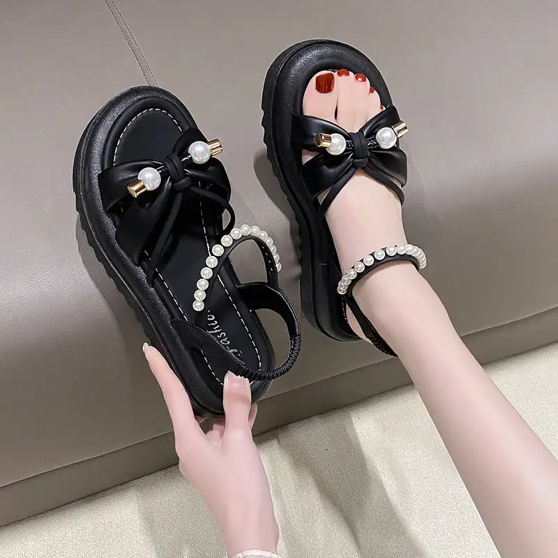Pearl Detail Flat Sandals