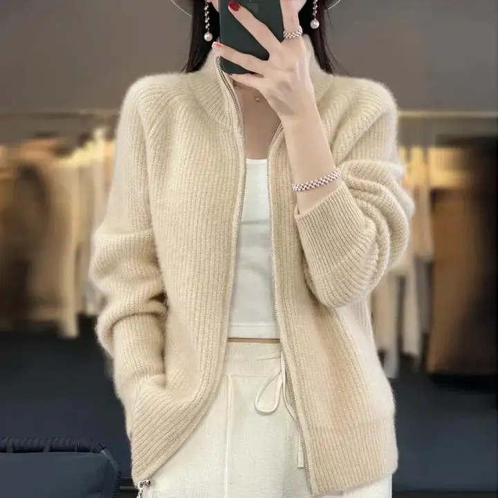 Half Zip Knit Sweater Soft Cozy Zip Up Jumper