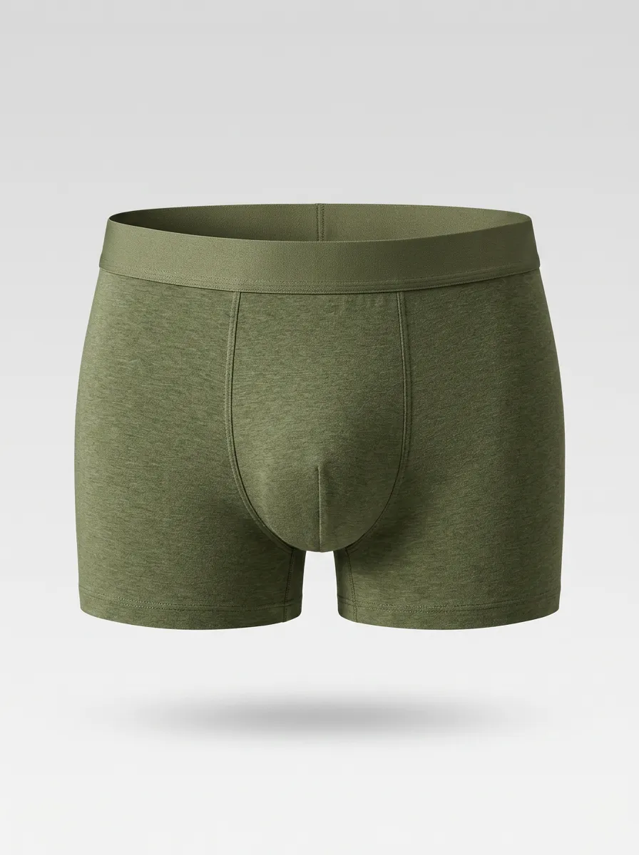 Men's Olive Green Solid Color Minimalist Boxer Briefs