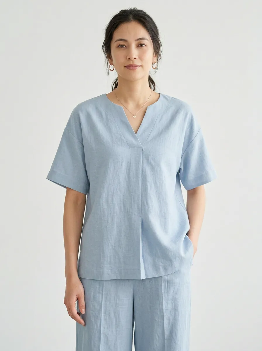 Trimmed Women's V-Neck Casual Lounge Set