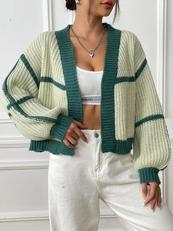 Women's Colorblock Long-Sleeve Relaxed Cardigan