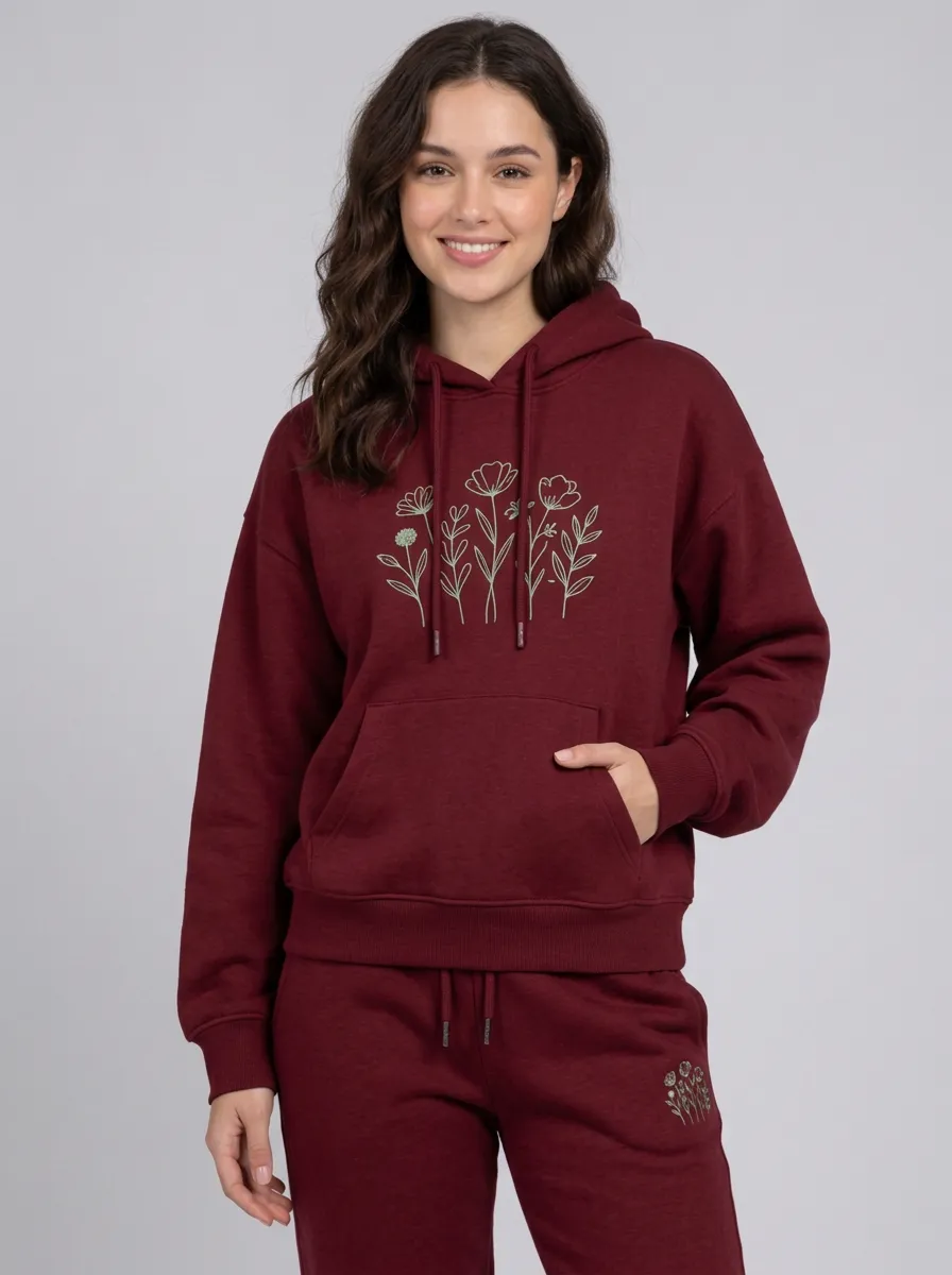 Women's Beige Solid Hoodie & Jogger Pants Set