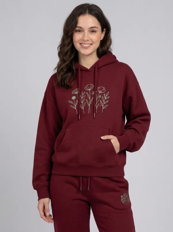 Women's Beige Solid Hoodie & Jogger Pants Set