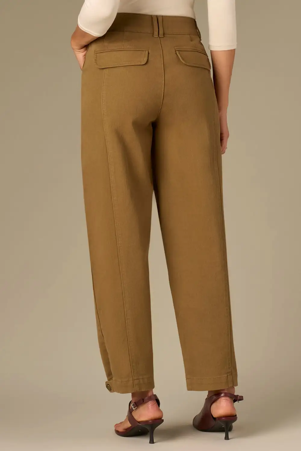 Tapered Utility Petite Pants Buttoned Hem