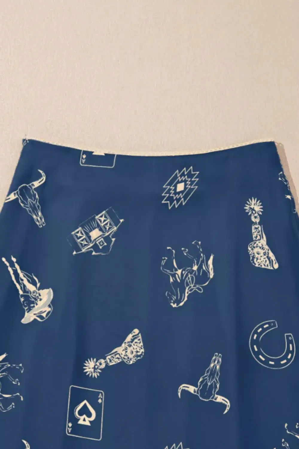 Western Print Satin Maxi Skirt