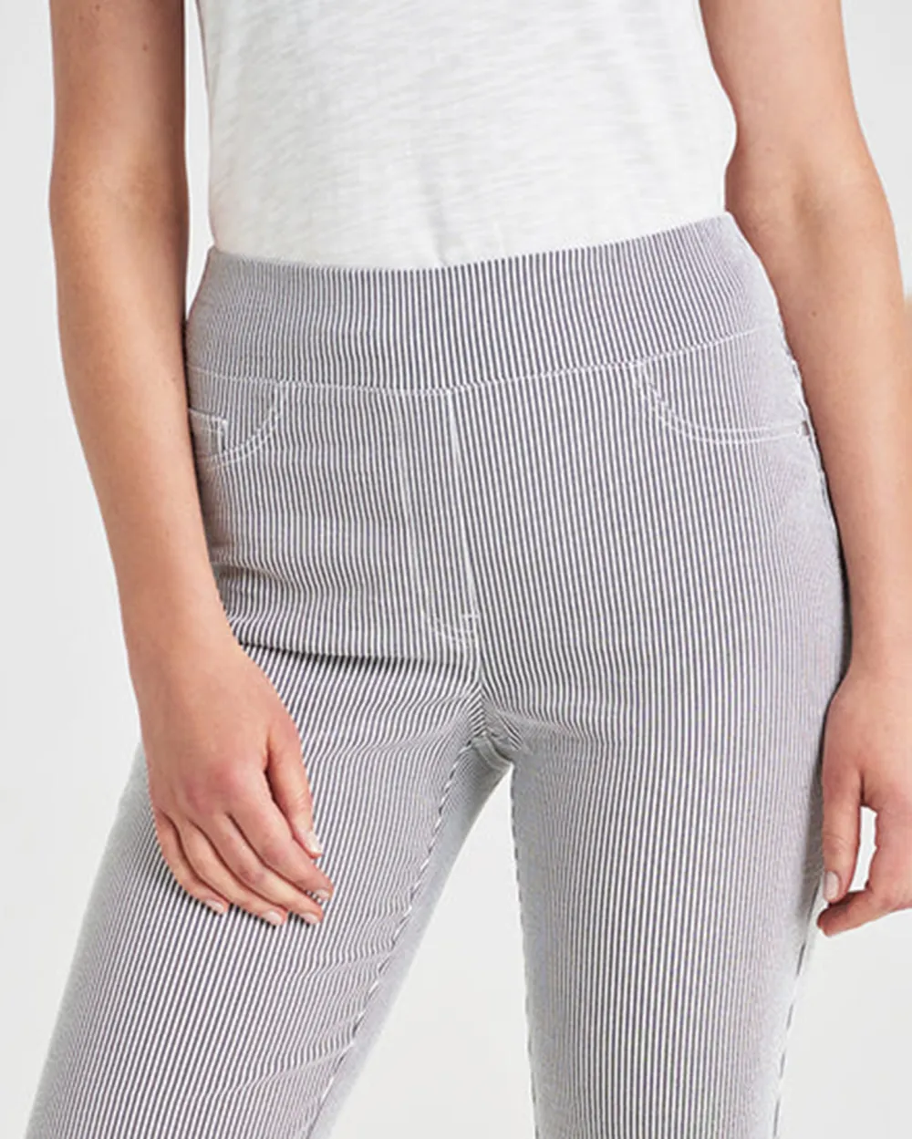 Striped Knit Knee Length Shorts
