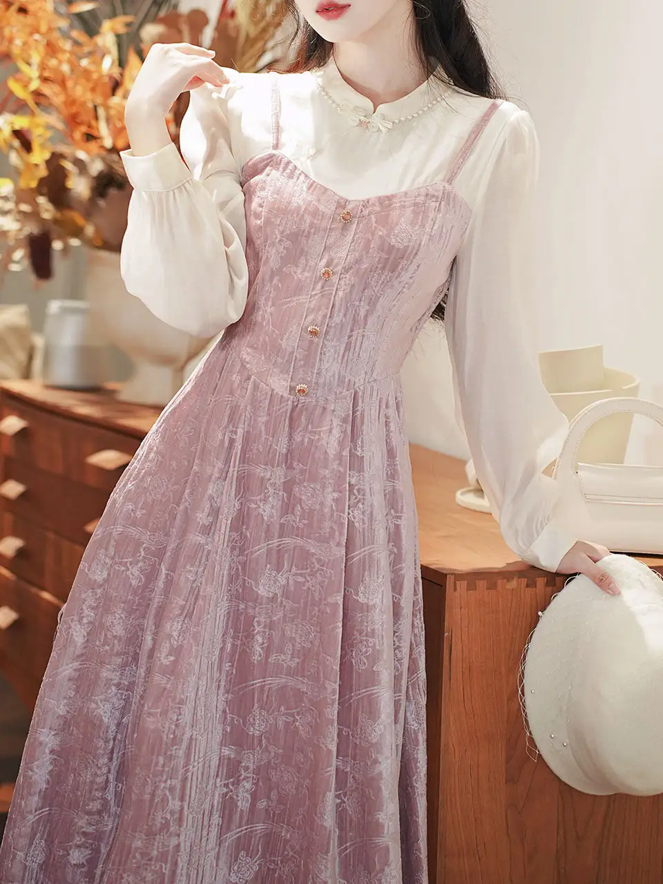 Velvet Spaghetti Strap Long Dress