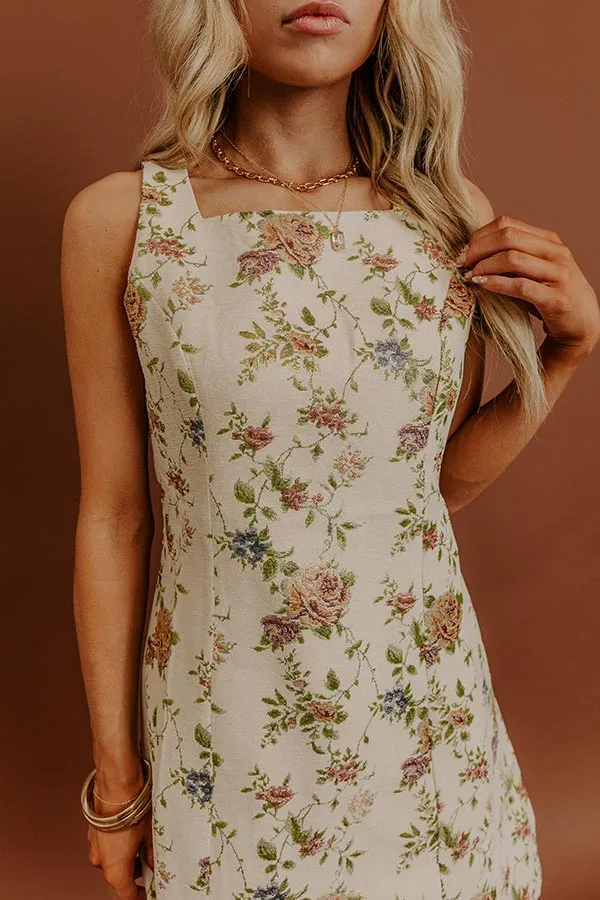 Embroidered Floral Sleeveless Relaxed Mini Dress