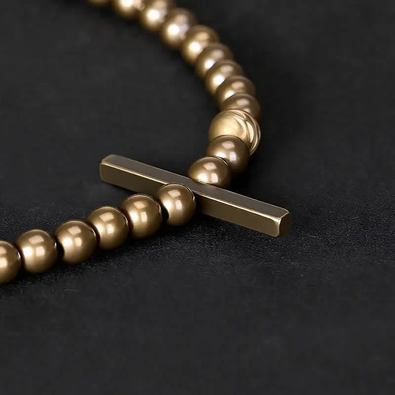 Small Round Shape Beads Brass Bracelet