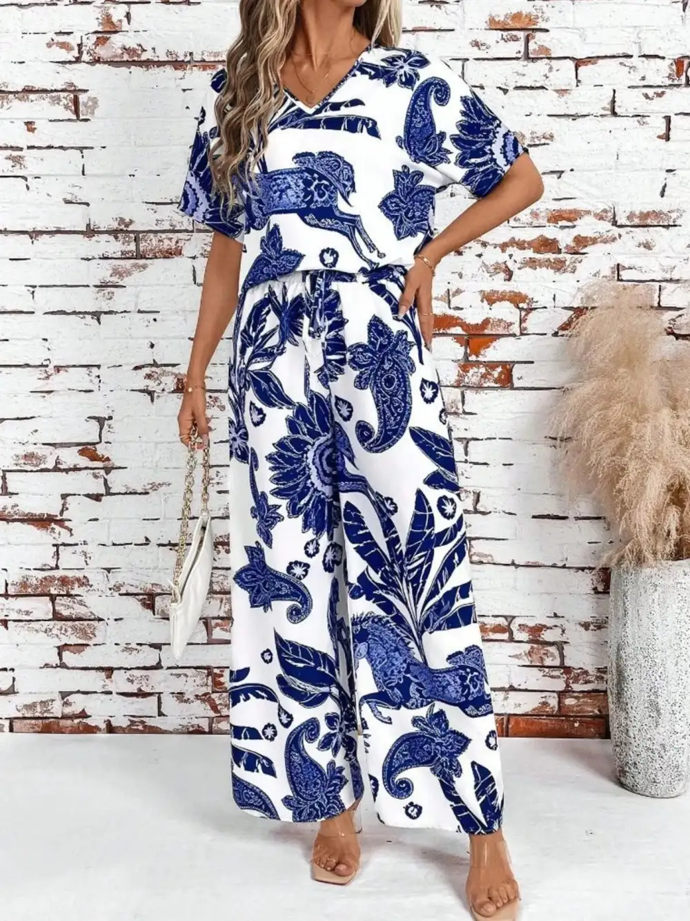 Modern Wide Leg Printed Jumpsuit