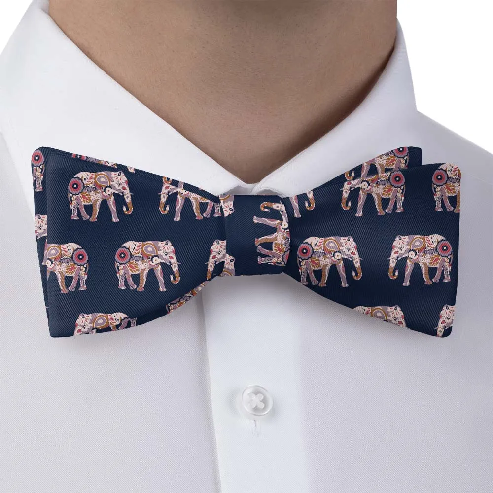 Floral Elephants Motif Bow Tie