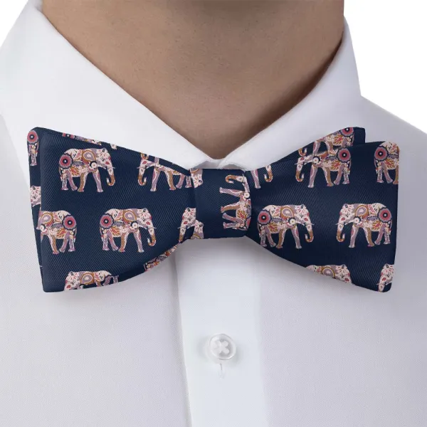 Floral Elephants Motif Bow Tie