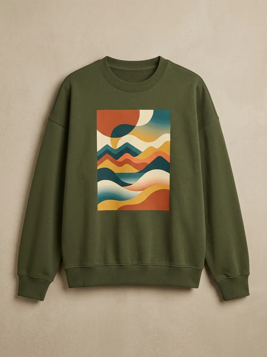 Men's Nature Lover Abstract Mountain Landscape Printed Sweatshirt Everyday Design