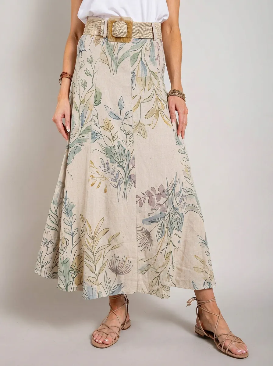 Women's Botanical Nature Lover Floral Printed Maxi Skirt