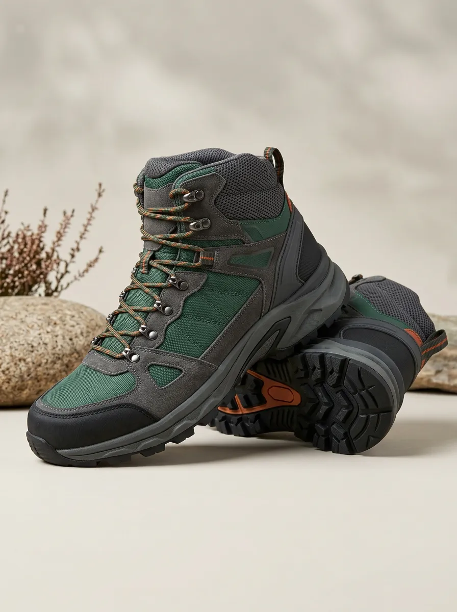 Men's Hiking Boots featuring Suede and Green