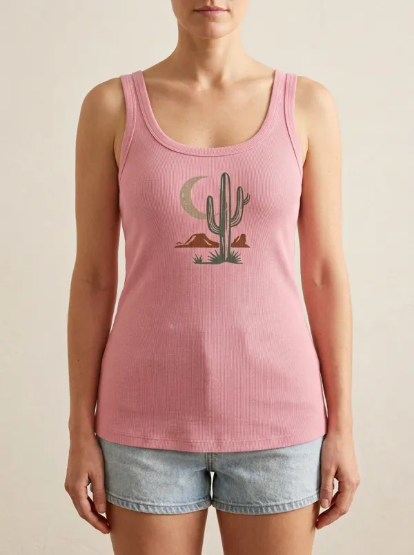 Celestial Cactus Moon Built-In Bra Tank Top