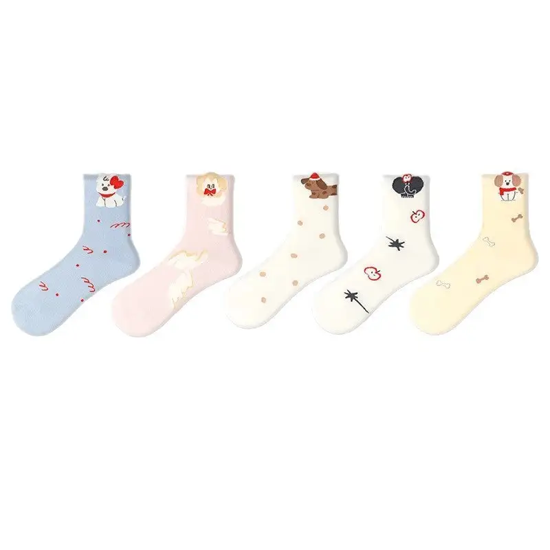 Playful Puppy Pattern Crew Socks