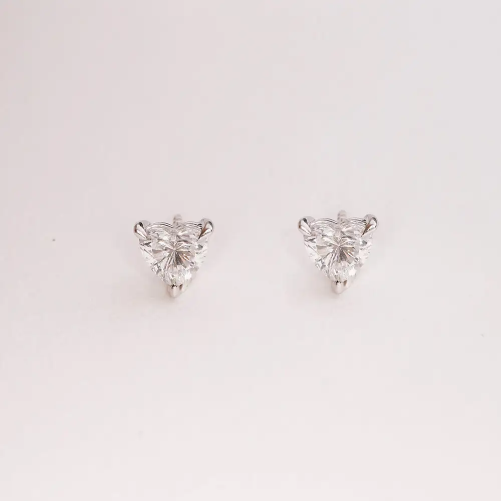 Diamond Solitaire Heart Earring