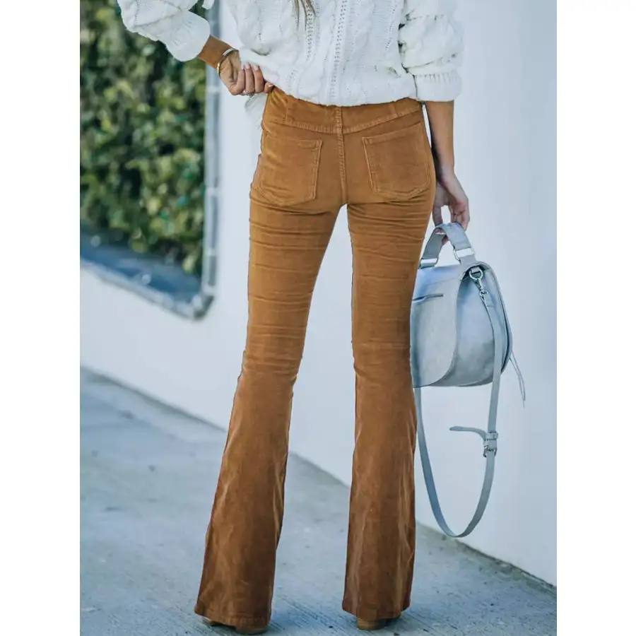 Full Size Corduroy Flare Pants Plus Size