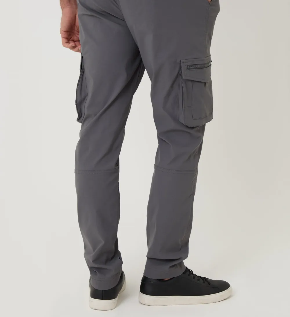 Gray Slim-Fit Stretch Cargo Pants