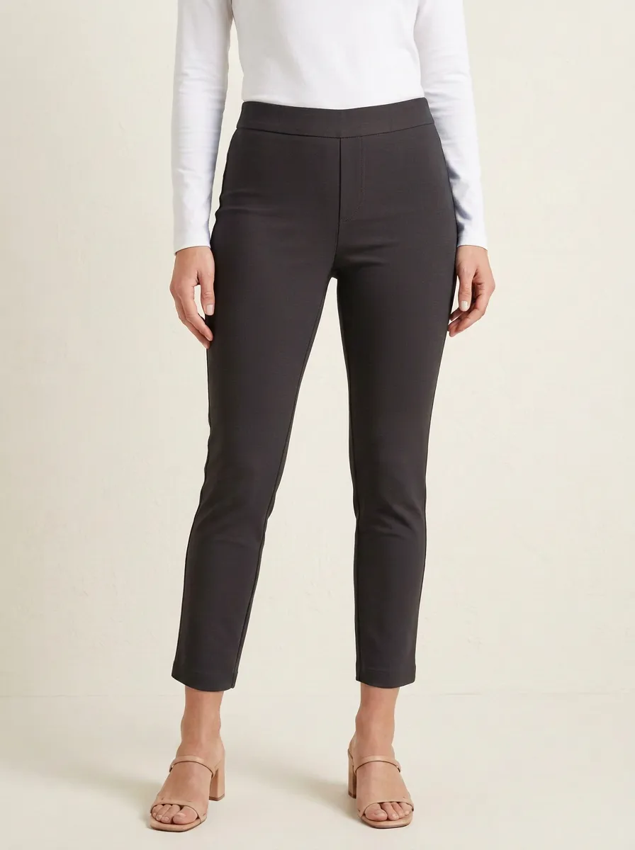 Mid-Rise Slim-Fit Casual Women's Stretch Mid-Rise Pants