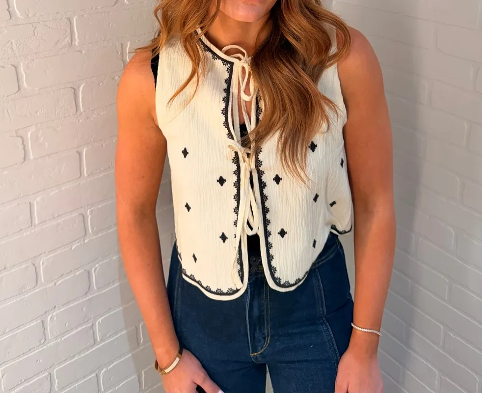 Diamond Tie Front Vest