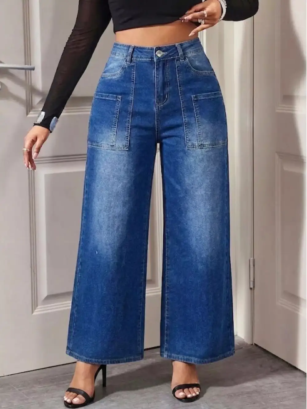 High-Waisted Wide Leg Jeans