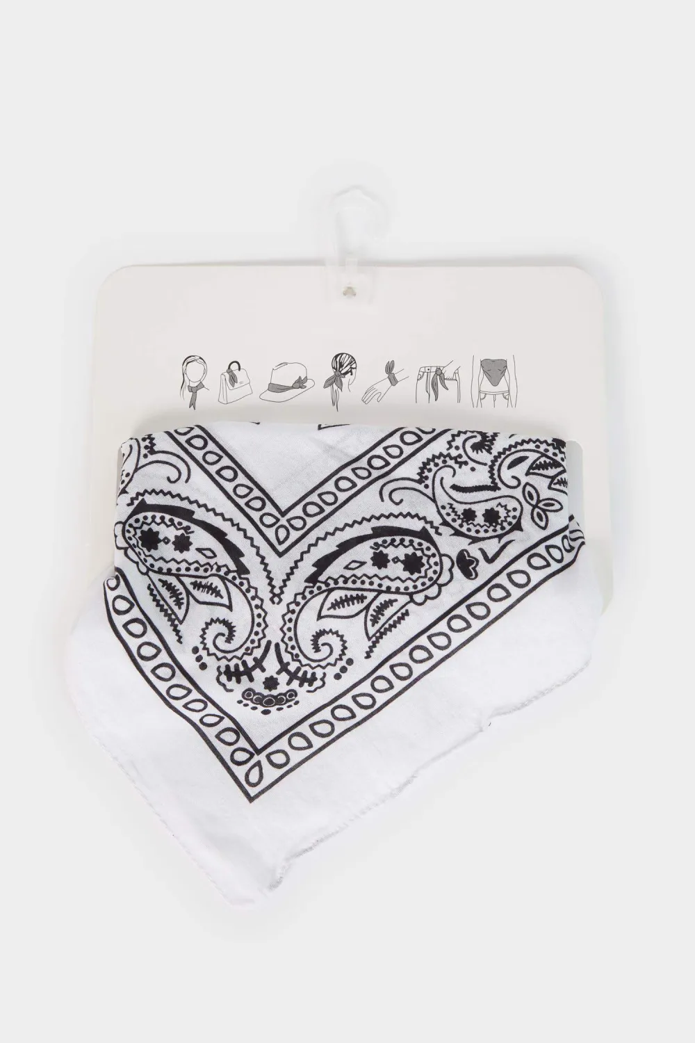 Classic Black And White Printed Silk Scarf