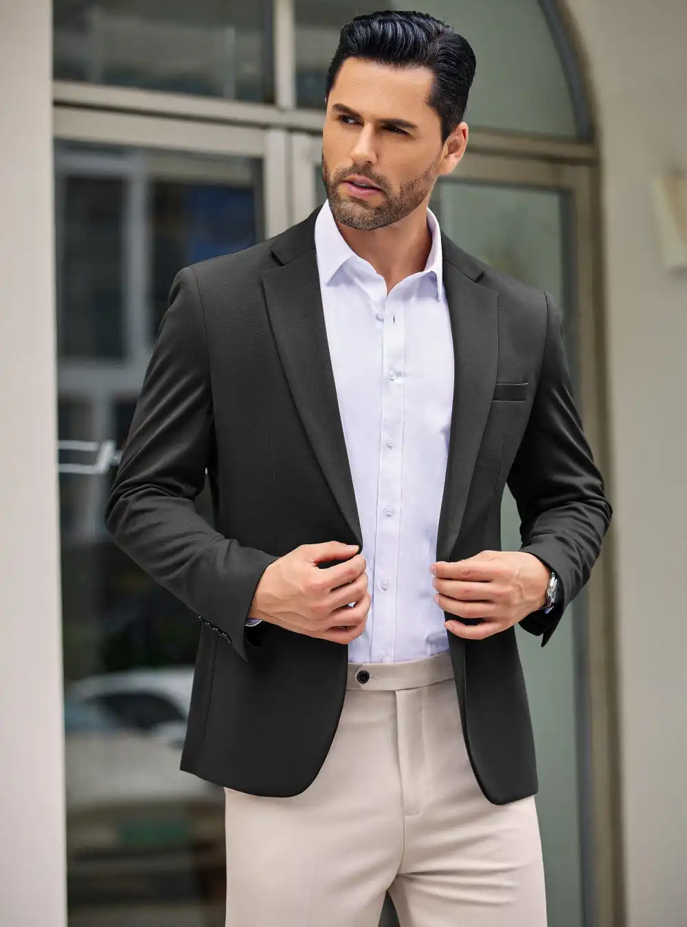 Simple One Button Blazer Jacket