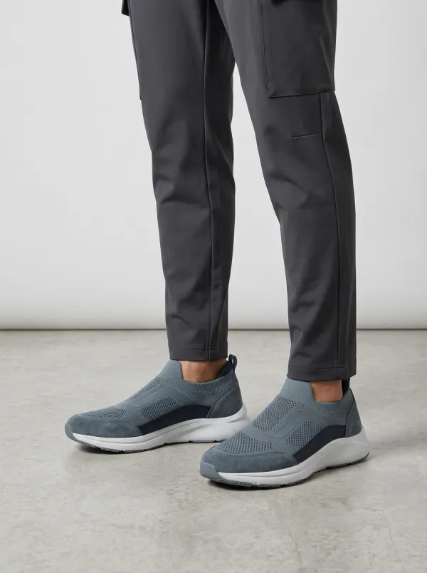 Men's Casual Mesh Suede Slip-On Walking Sneakers