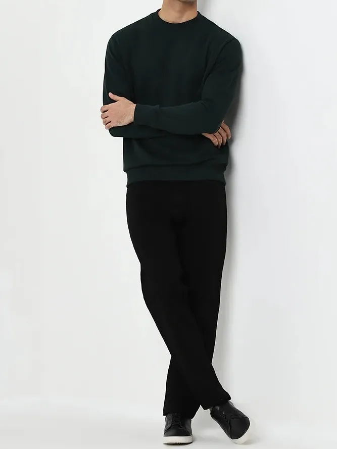 Casual Style  Solid Loose Cotton-Blend Sweatshirt