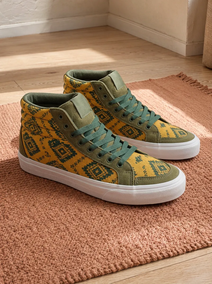 Women's Boho Geometric Pattern Easygoing High-Top Skate Shoes