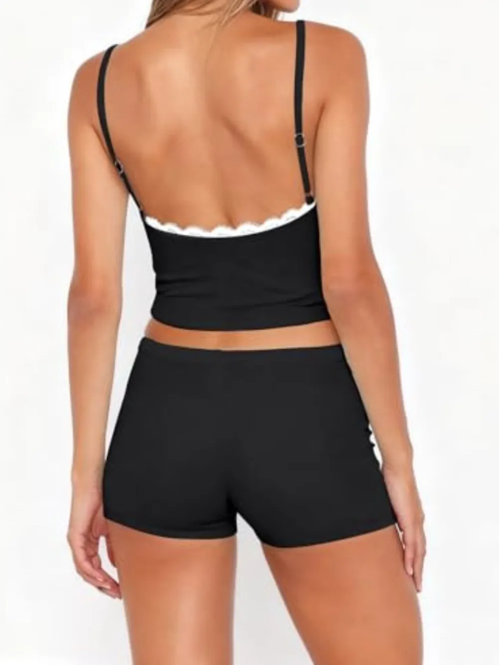 Contrast Trim Cami and Shorts Set