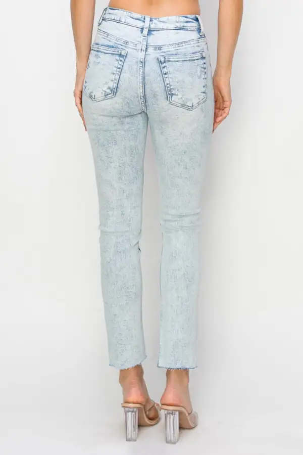 Textured High Waist Skinny Distressed Denim Jeans