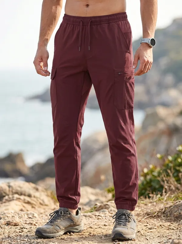 Men's Multi-Pocket Quick-Dry Flex-Knee Cargo Joggers