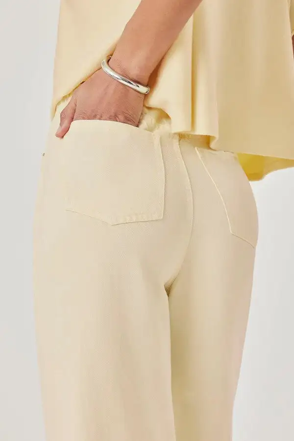 Cream Lounge Denim Crop Pants