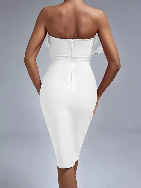 Women's Timeless Bodycon Strapless Feather Evening Dress