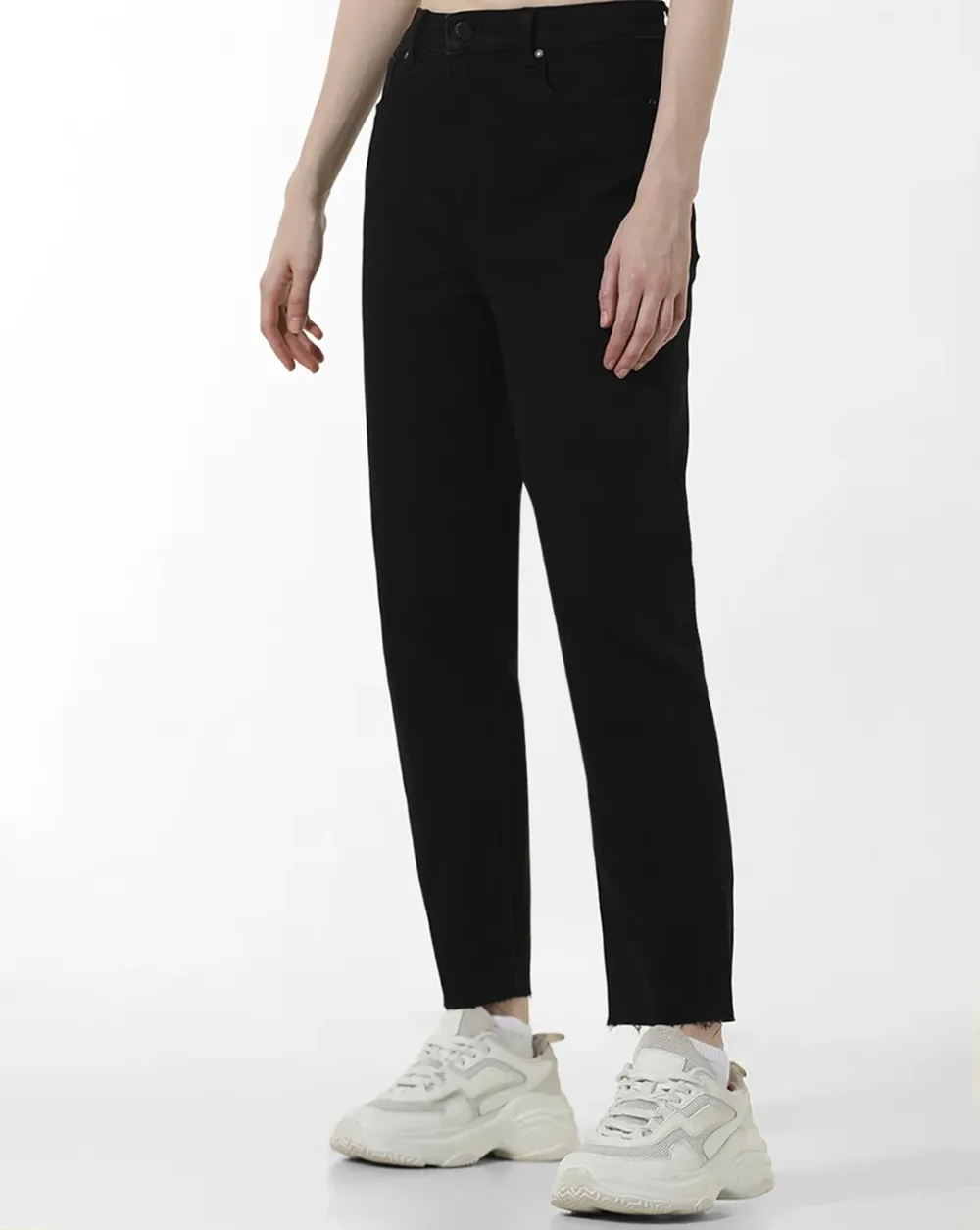 Black High Rise Straight Fit Jeans