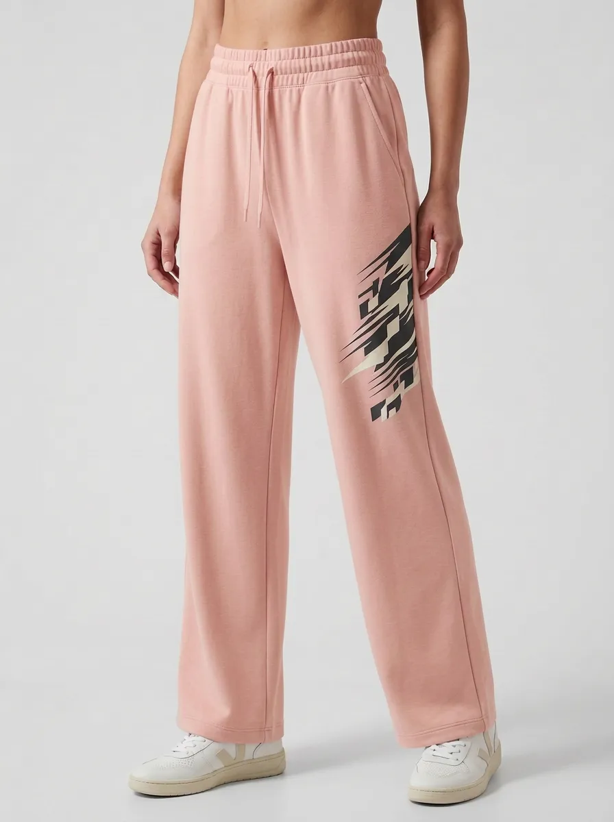 Women's Beige Abstract Graphic Sweatpants