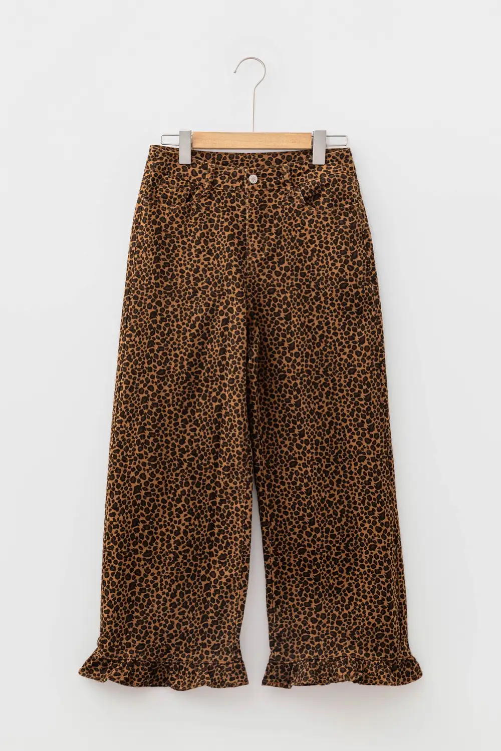 Women's Leopard Print Ruffled Hem Shift Jeans