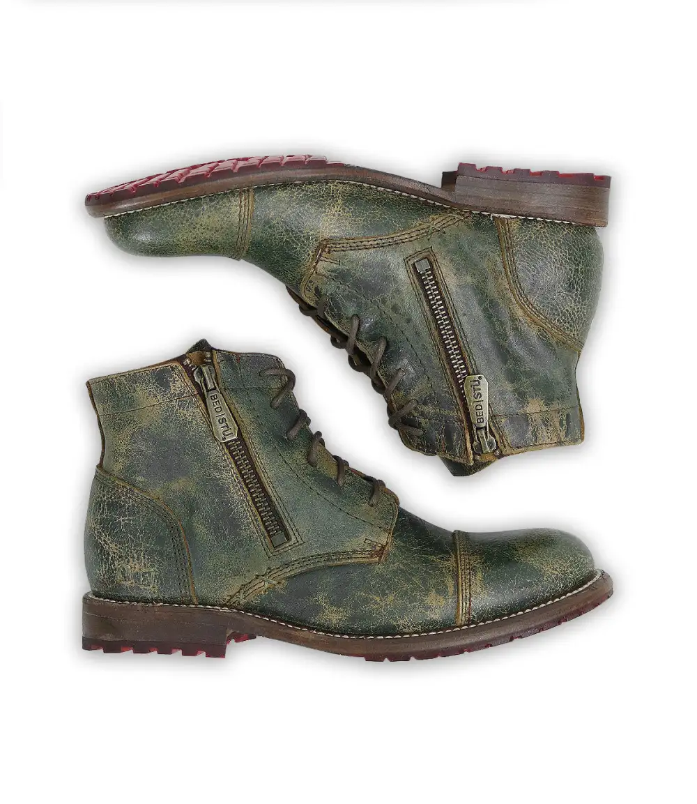 Cap-Toe Contrast-Stitched Combat Boots