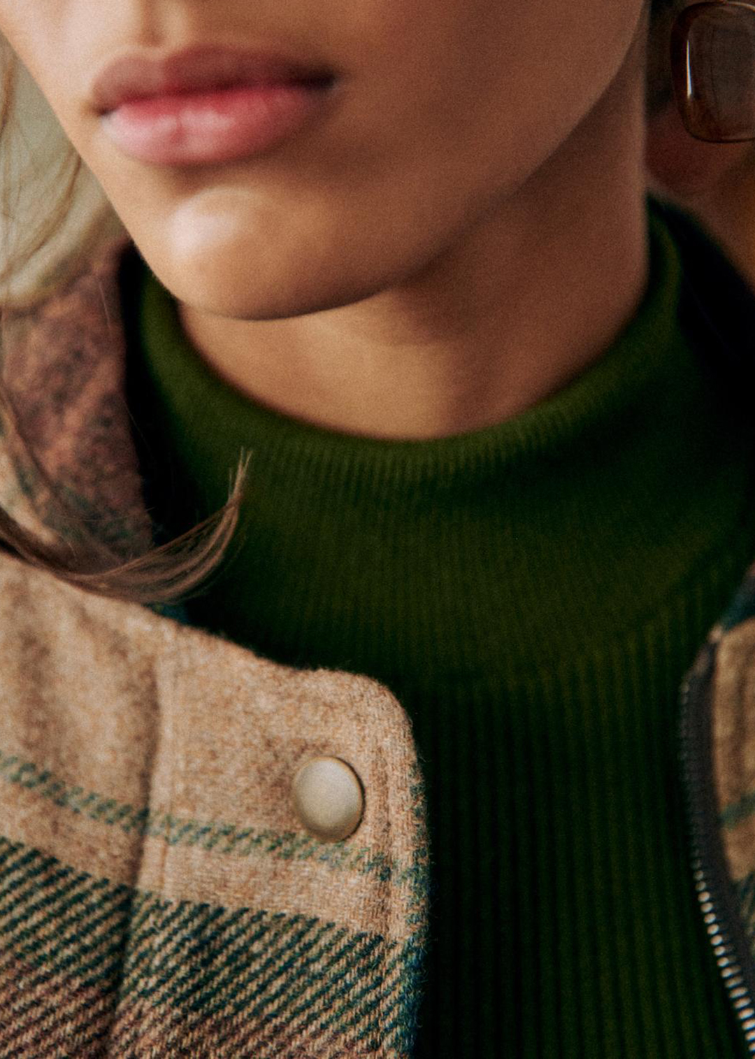 Checked Wool Bomber Coat