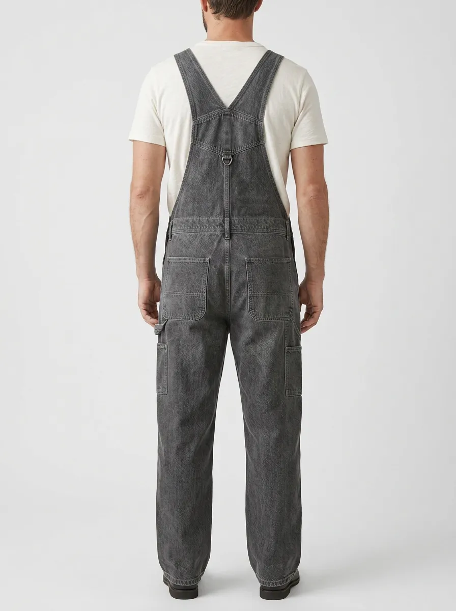 Men's Bib Washed Workwear Denim Bib Overalls